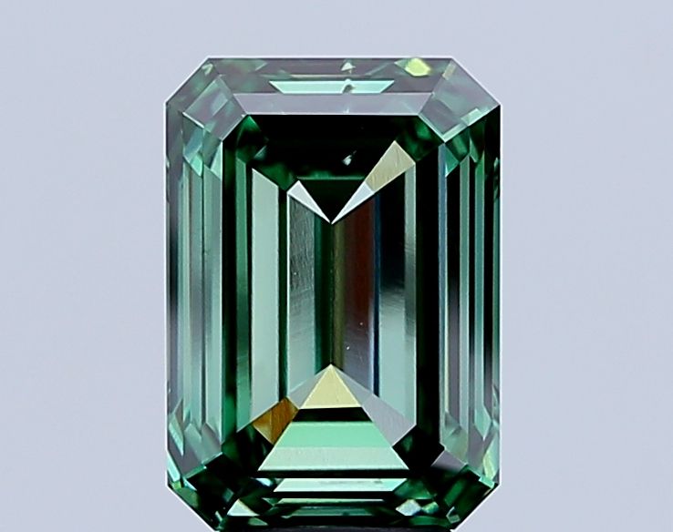4.88 Carat Emerald Lab Diamond with  Cut Diamond in 14KT  view 1
