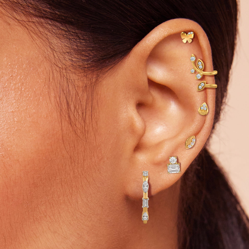 Butterfly Flatback Studs with 14KT Yellow Gold / Right Cut Diamond in 14KT Yellow Gold / Right view 2
