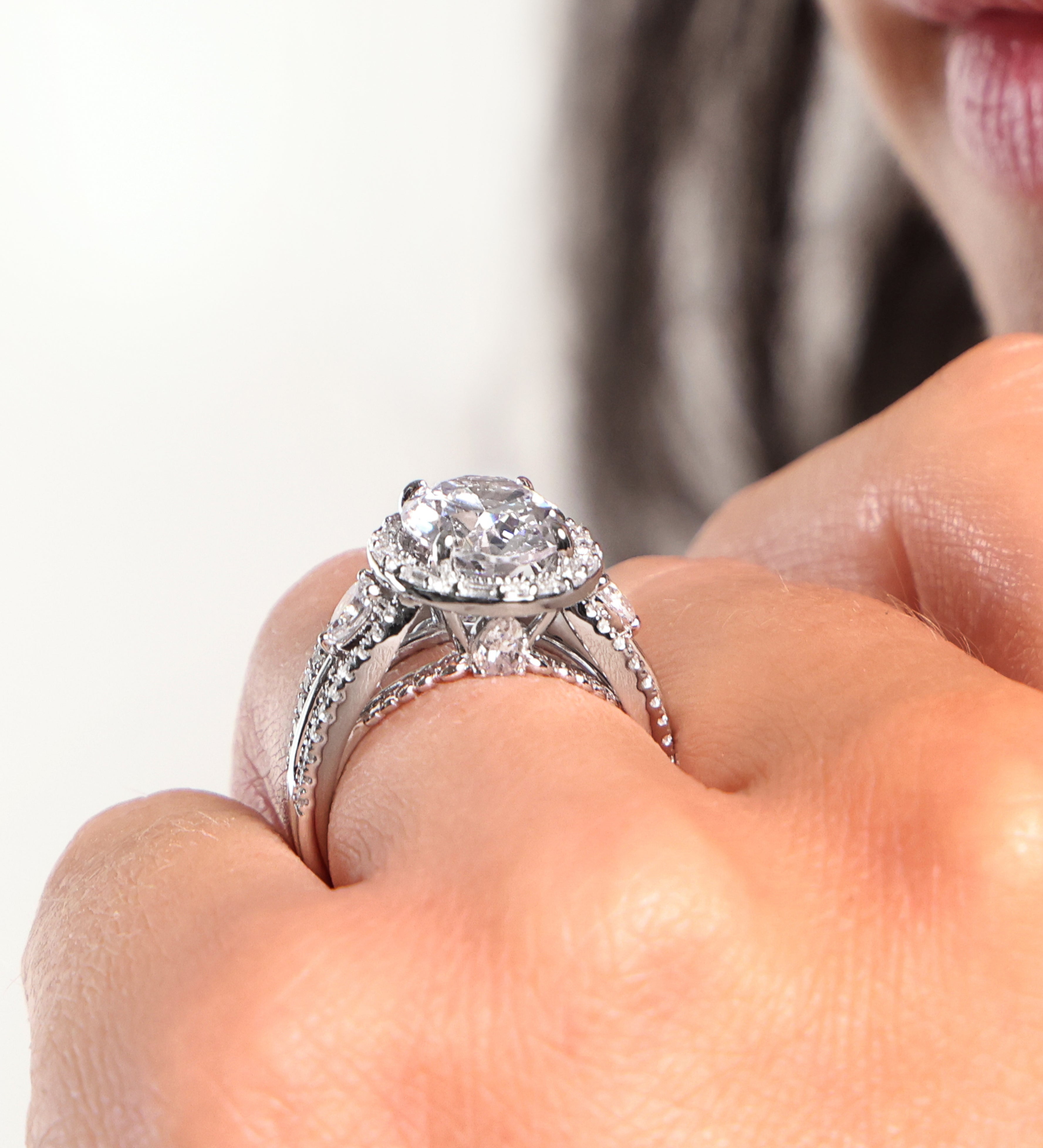 The Whitney 4 1/5 CTTW Round Cut Lab Grown Diamond Engagement Ring in The Whitney 4 1/5 CTTW Round Cut Lab Grown Diamond Engagement Ring in