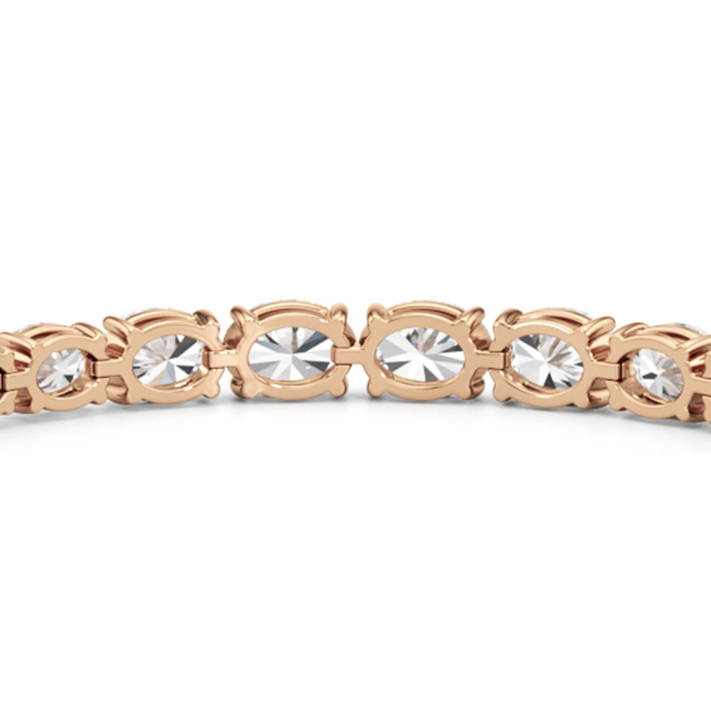 Graduating Oval Tennis Bracelet with Lab Cut Diamond in 14KT Rose Gold view 6
