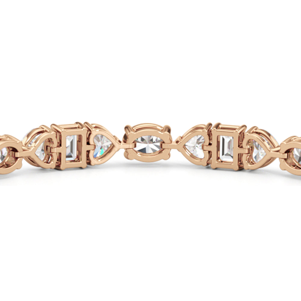 Hearts and Emerald Linear Tennis Bracelet with Lab Cut Diamond in 14KT Rose Gold view 6
