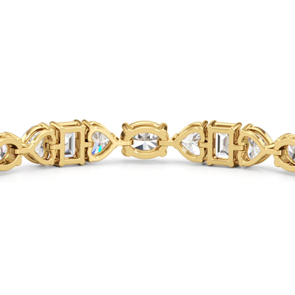Hearts and Emerald Linear Tennis Bracelet with Lab Cut Diamond in 14KT Yellow Gold view 6
