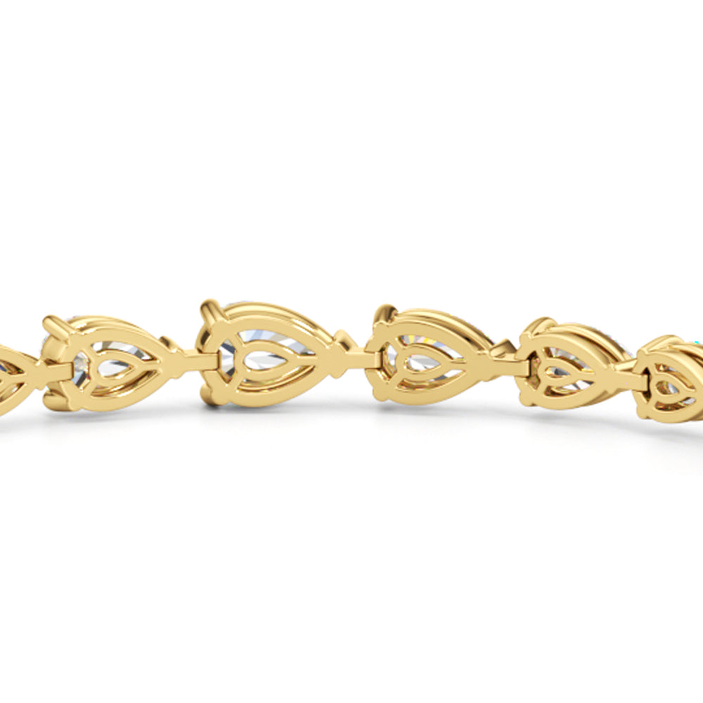 Graduating Pear Tennis Bracelet with Lab Cut Diamond in 14KT Yellow Gold view 6
