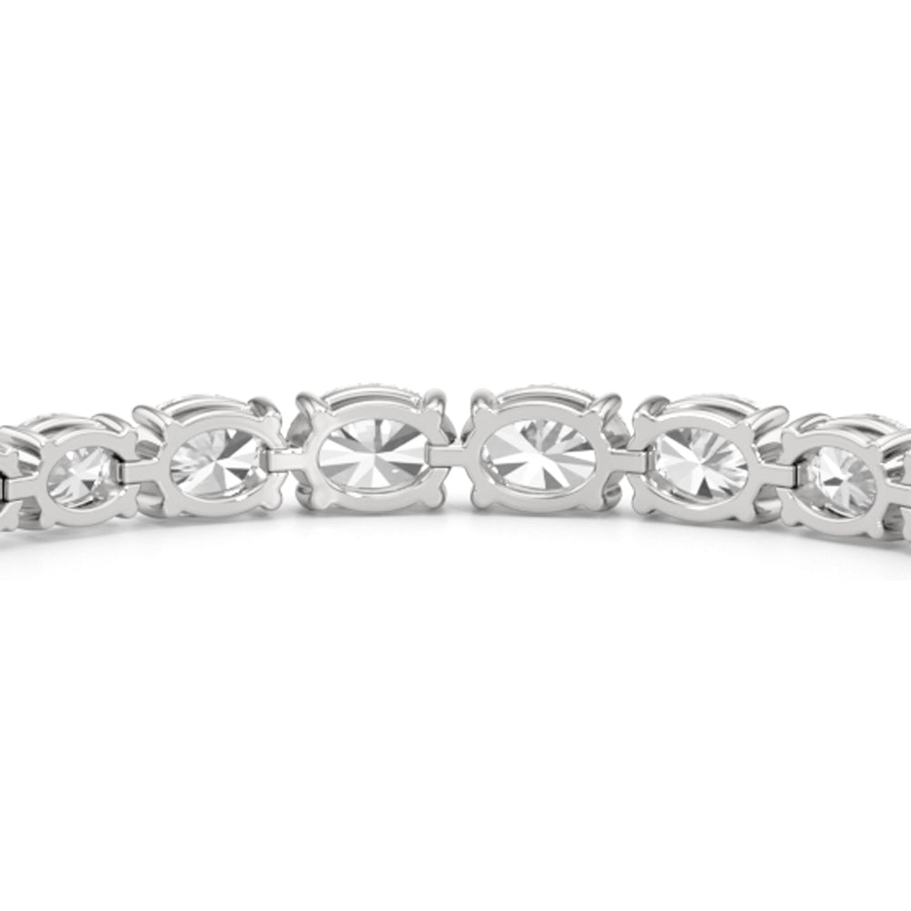 Graduating Oval Tennis Bracelet with Lab Cut Diamond in 14KT White Gold view 6
