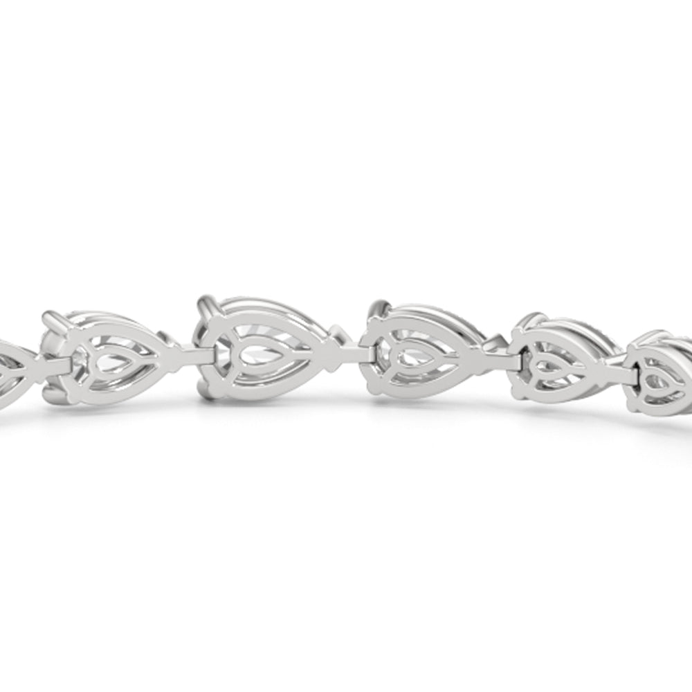 Graduating Pear Tennis Bracelet with Lab Cut Diamond in 14KT White Gold view 6
