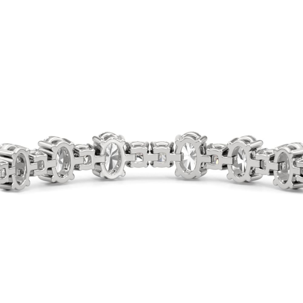 Alternating Round and Oval Tennis Bracelet with Lab Cut Diamond in 14KT White Gold view 6
