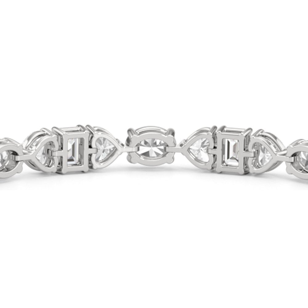 Hearts and Emerald Linear Tennis Bracelet with Lab Cut Diamond in 14KT White Gold view 6
