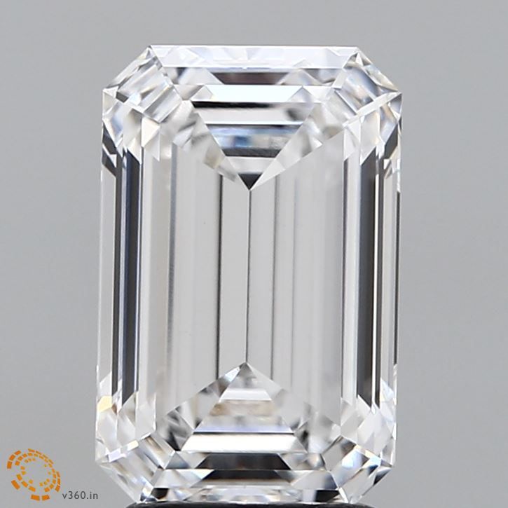 3.11 Carat Emerald Lab Diamond with  Cut Diamond in 14KT  view 1
