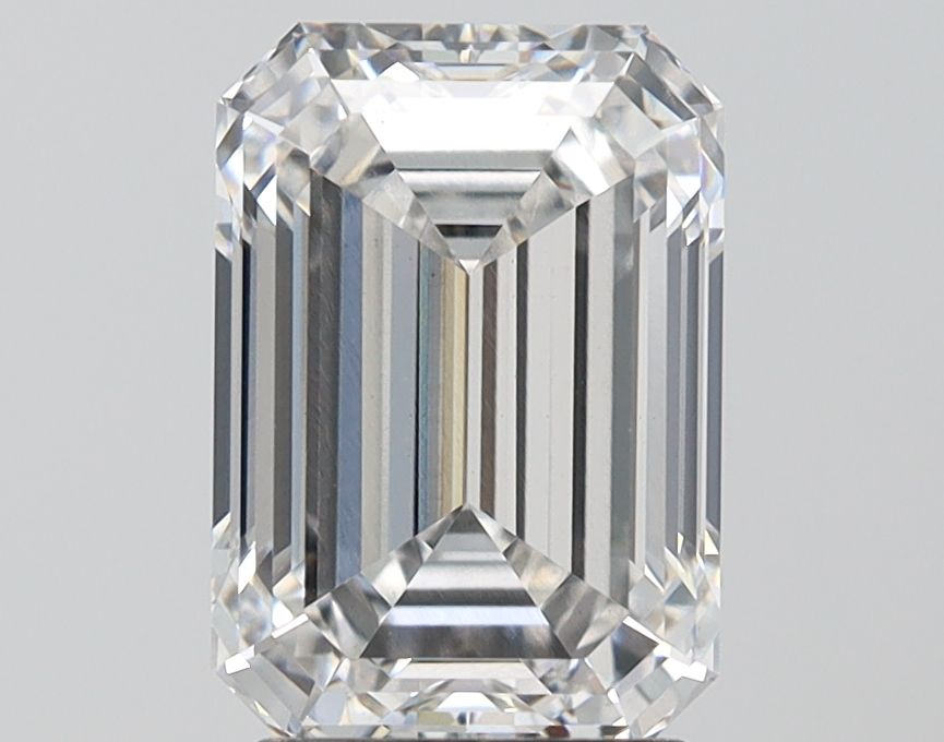 3.06 Carat Emerald Lab Diamond with  Cut Diamond in 14KT  view 1
