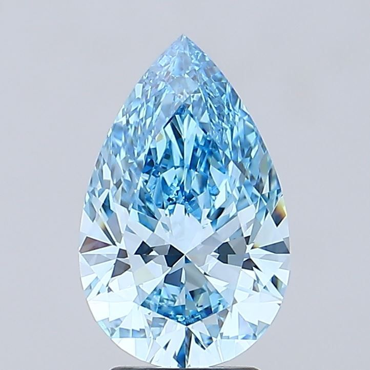 3.02 Carat Pear Lab Diamond with  Cut Diamond in 14KT  view 1
