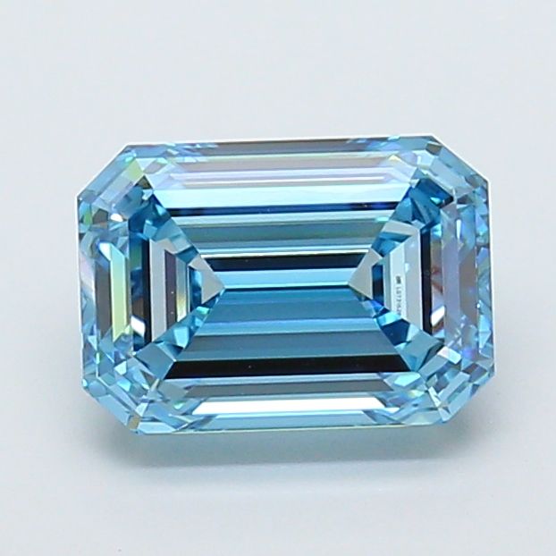 3.02 Carat Emerald Lab Diamond with  Cut Diamond in 14KT  view 1
