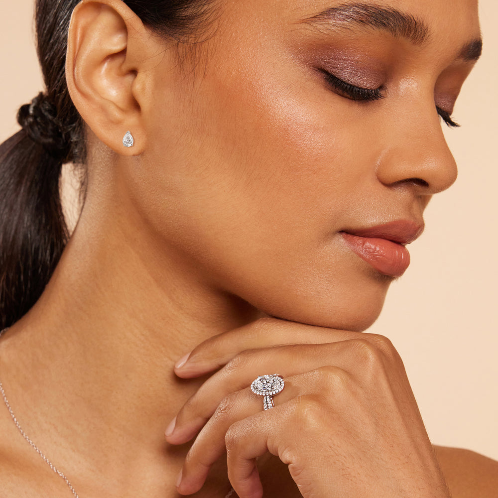 Classic Pear Brilliant Cut Diamond Martini Stud Earrings (F/G VS+) with 14KT Rose Gold / Lab / 1 Cut Diamond in 14KT Rose Gold / Lab / 1 view 3
