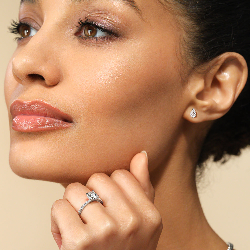 Classic Pear Brilliant Cut Diamond Martini Stud Earrings (F/G VS+) with 14KT Rose Gold / Lab / 2 Cut Diamond in 14KT Rose Gold / Lab / 2 view 2
