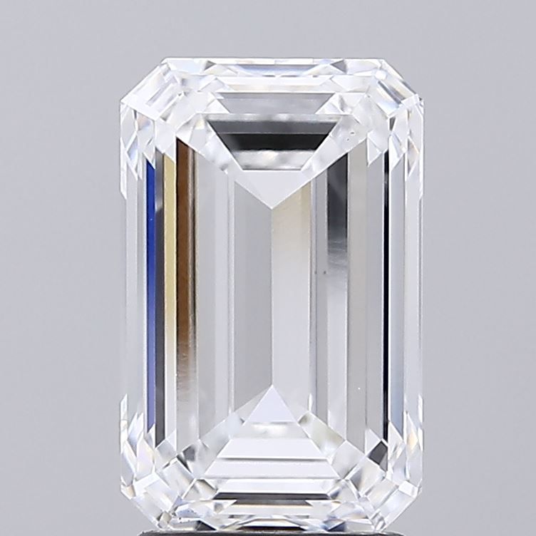 3.0 Carat Emerald Lab Diamond with  Cut Diamond in 14KT  view 1
