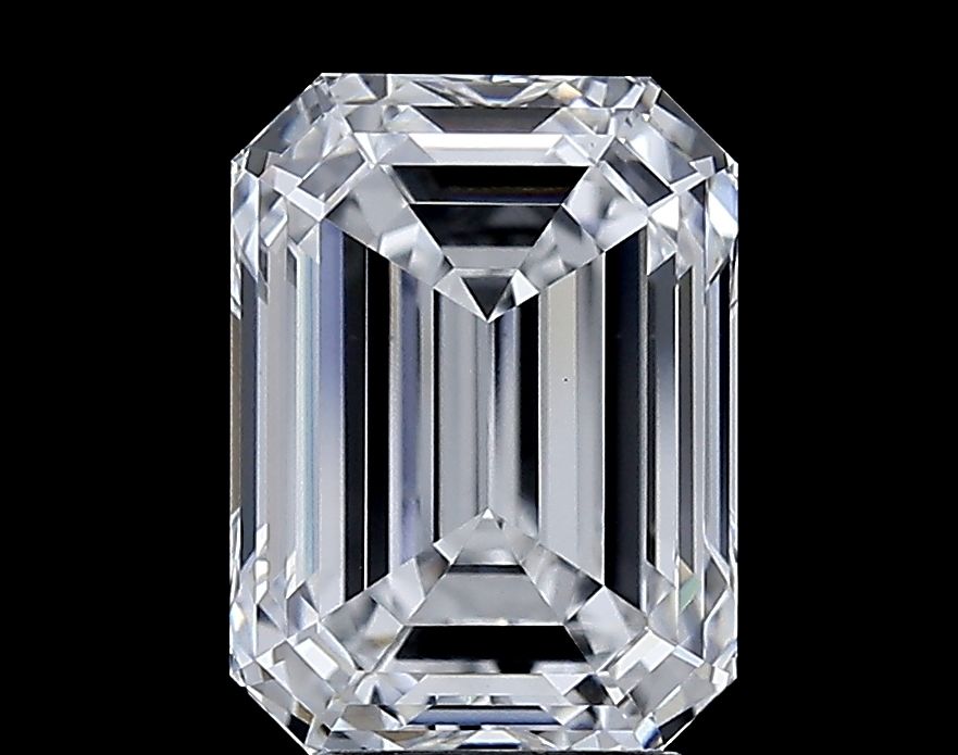 3.51 Carat Emerald Lab Diamond with  Cut Diamond in 14KT  view 1
