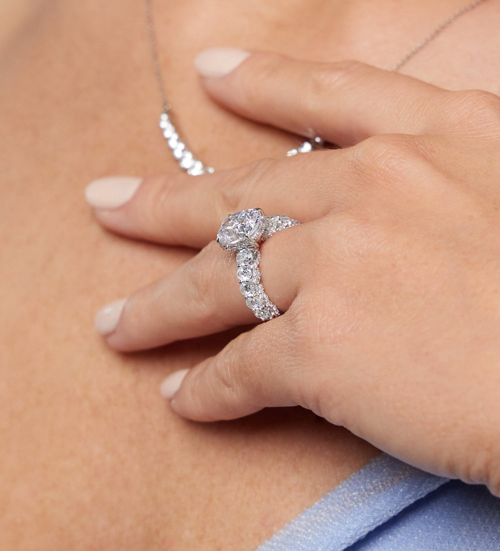 Model Wearing 6.92ct Oval Roosevelt Lab Diamond Engagement Ring view