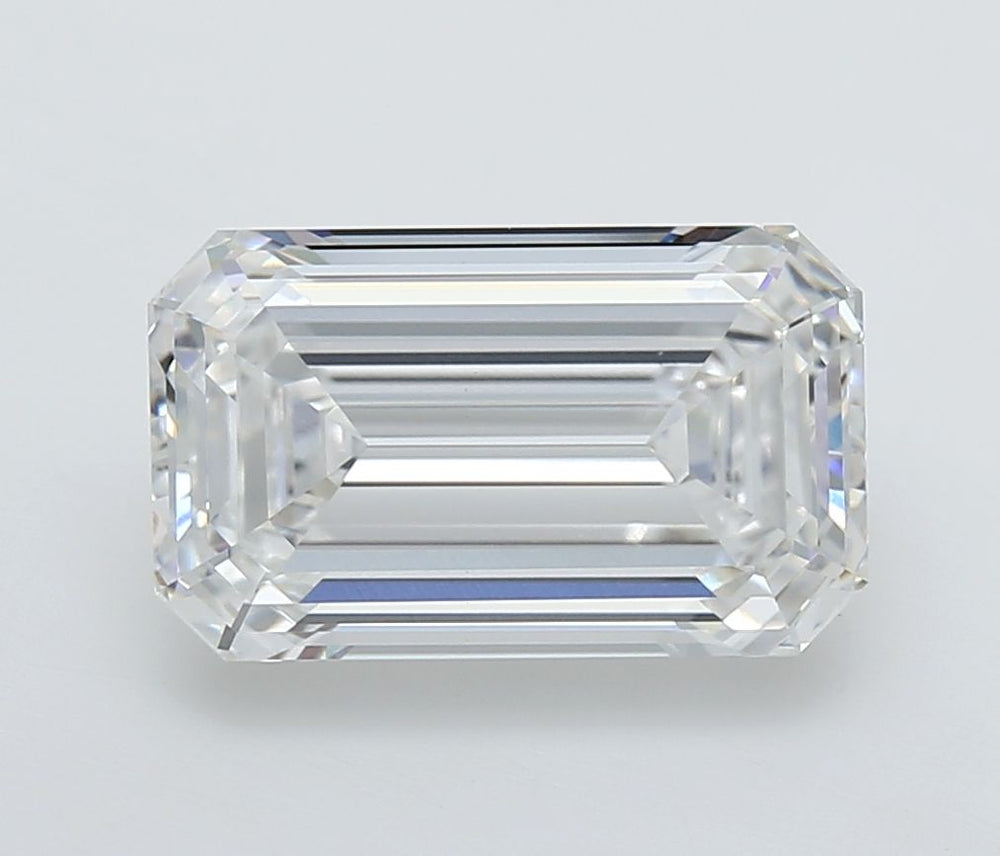 4.06 Carat Emerald Lab Diamond with  Cut Diamond in 14KT  view 1

