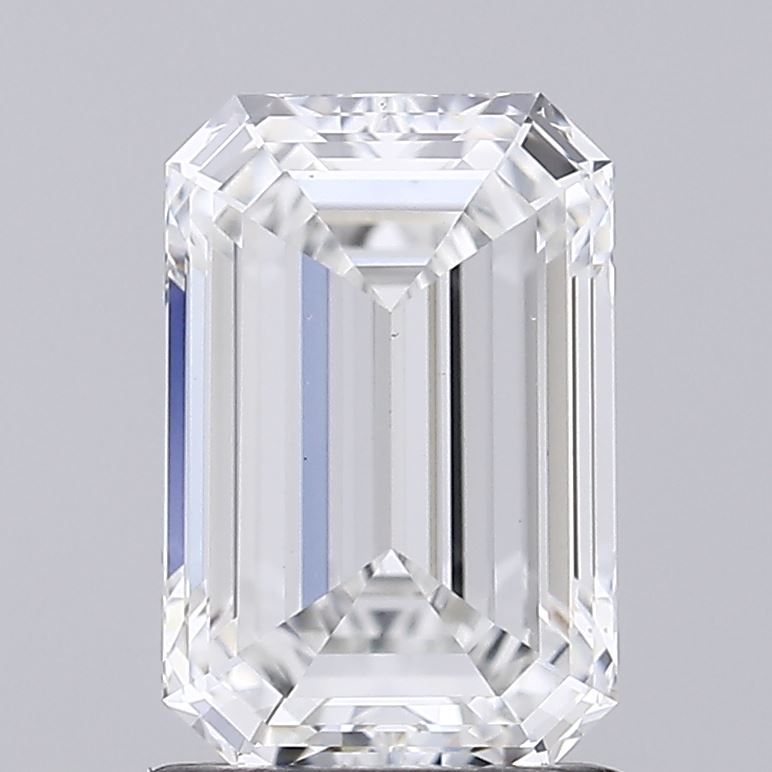 1.57 Carat Emerald Lab Diamond with  Cut Diamond in 14KT  view 1
