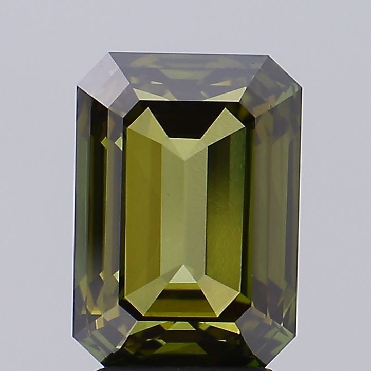 3.01 Carat Emerald Lab Diamond with  Cut Diamond in 14KT  view 1
