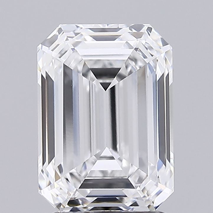 2.55 Carat Emerald Lab Diamond with  Cut Diamond in 14KT  view 1
