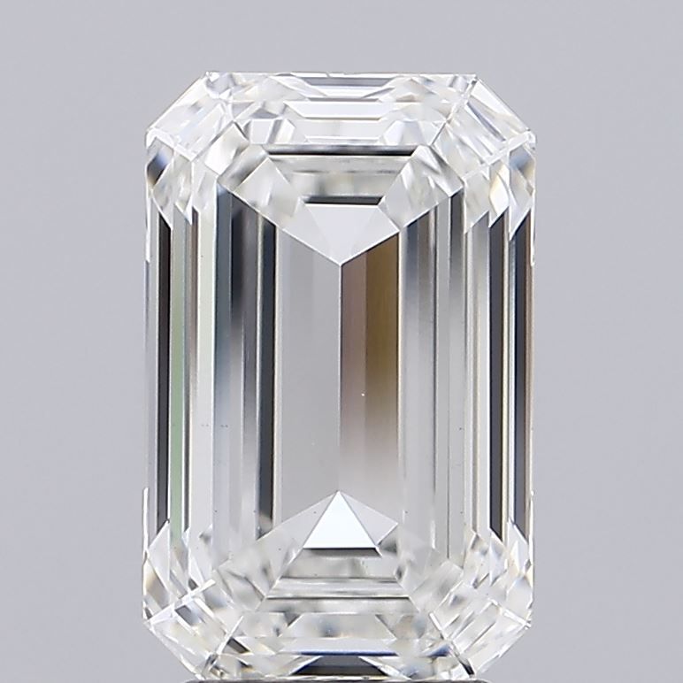 4.01 Carat Emerald Lab Diamond with  Cut Diamond in 14KT  view 1
