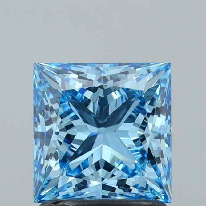 1.5 Carat Princess Lab Diamond with  Cut Diamond in 14KT  view 1
