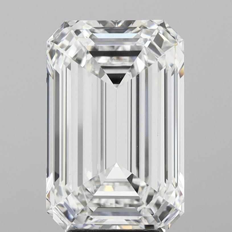 7.09 Carat Emerald Lab Diamond with  Cut Diamond in 14KT  view 1
