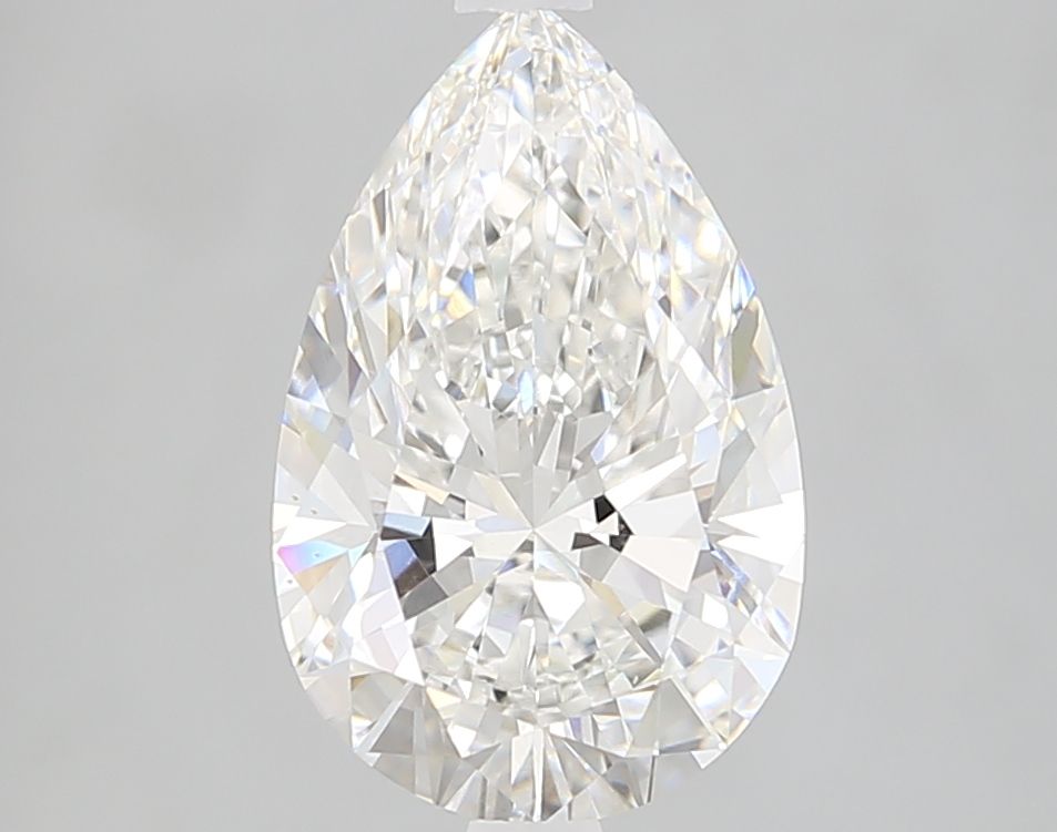 3.01 Carat Pear Lab Diamond with  Cut Diamond in 14KT  view 1
