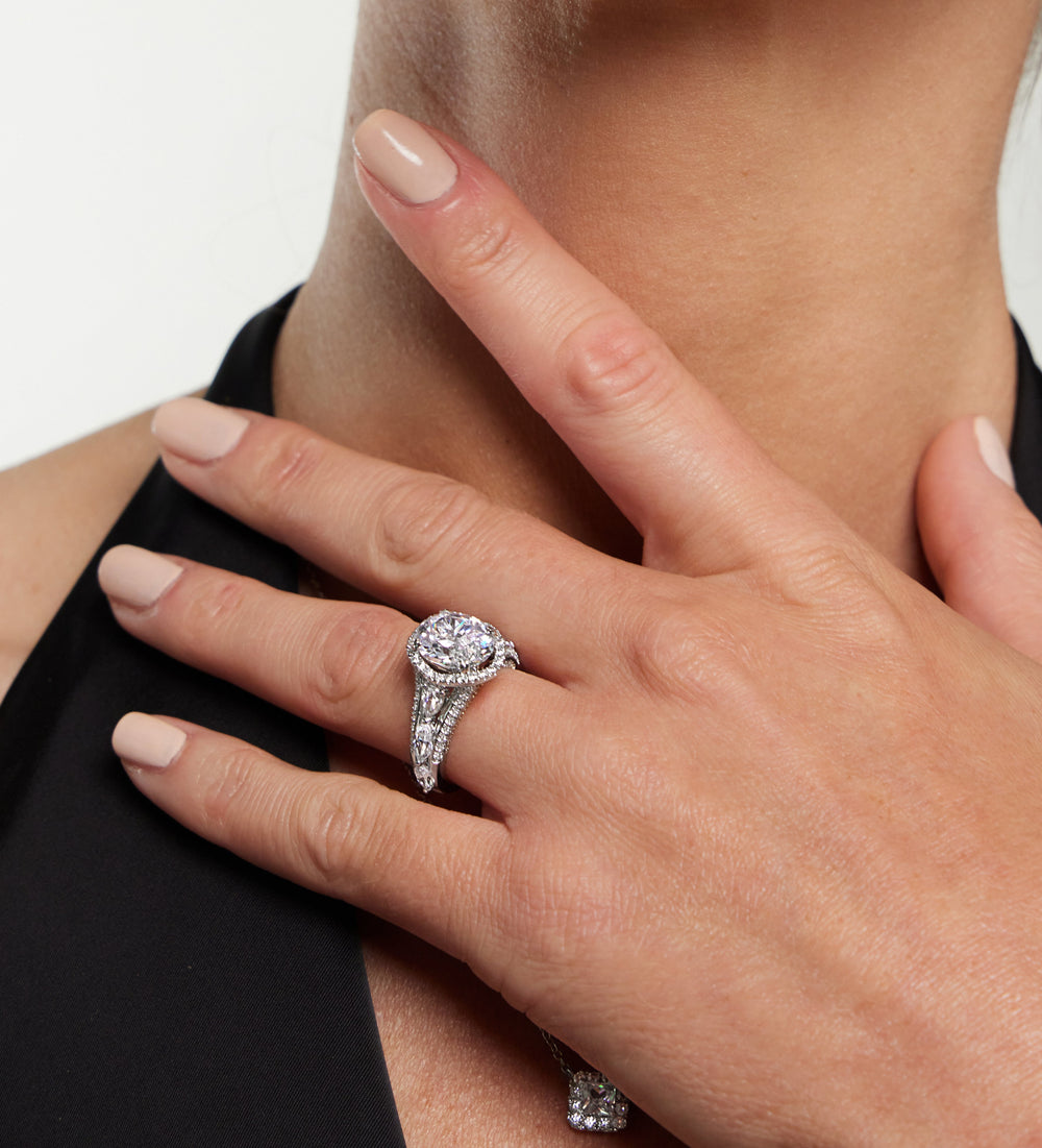 Model Wearing 5.30ct Oval Apollo Lab Diamond Engagement Ring view