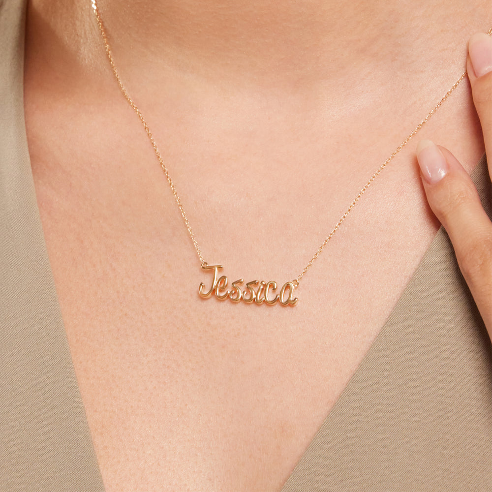 Personalized Name Necklace in Gold with 10 Cut Diamond in 14KT Yellow Gold view 3
