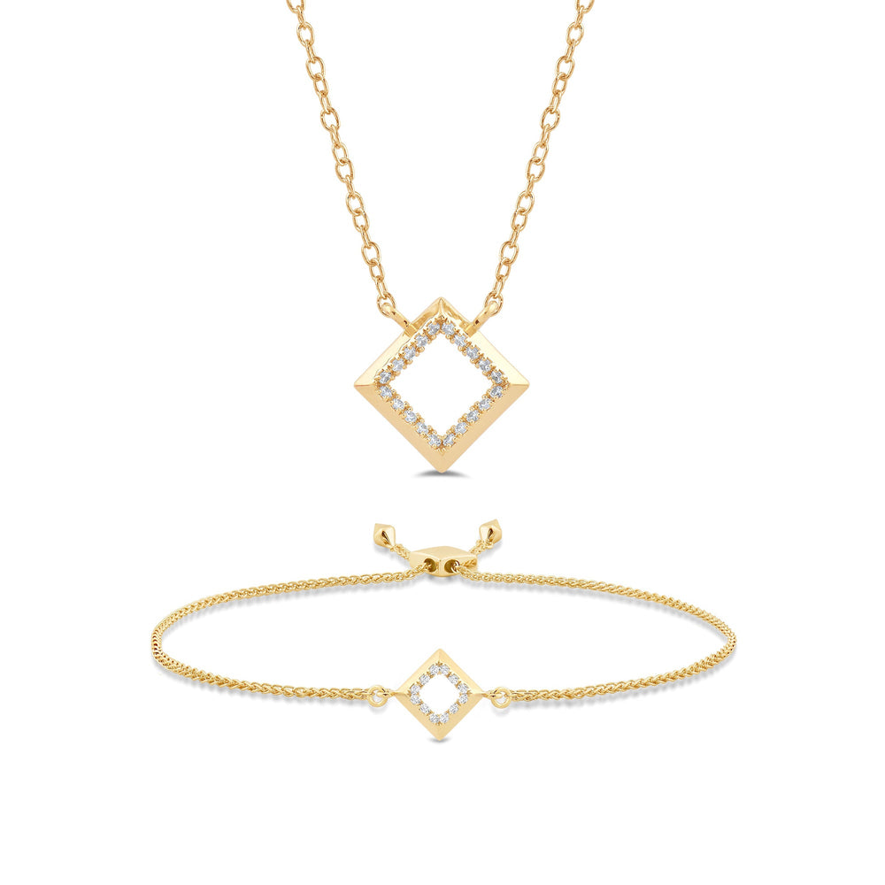 The Princess Set with 1/6 Cut Diamond in 14KT Yellow Gold view 1
