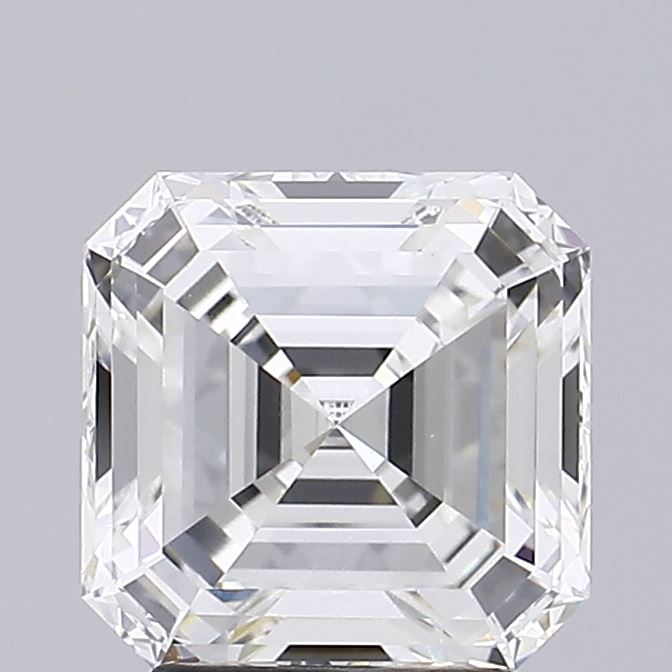 3.06 Carat Asscher Lab Diamond with  Cut Diamond in 14KT  view 1

