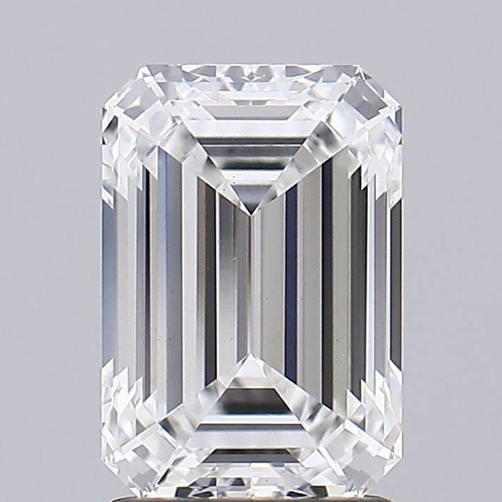 2.06 Carat Emerald Lab Diamond with  Cut Diamond in 14KT  view 1
