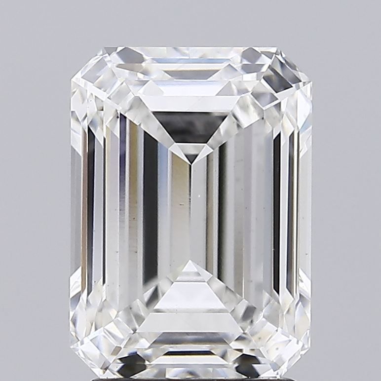 3.01 Carat Emerald Lab Diamond with  Cut Diamond in 14KT  view 1
