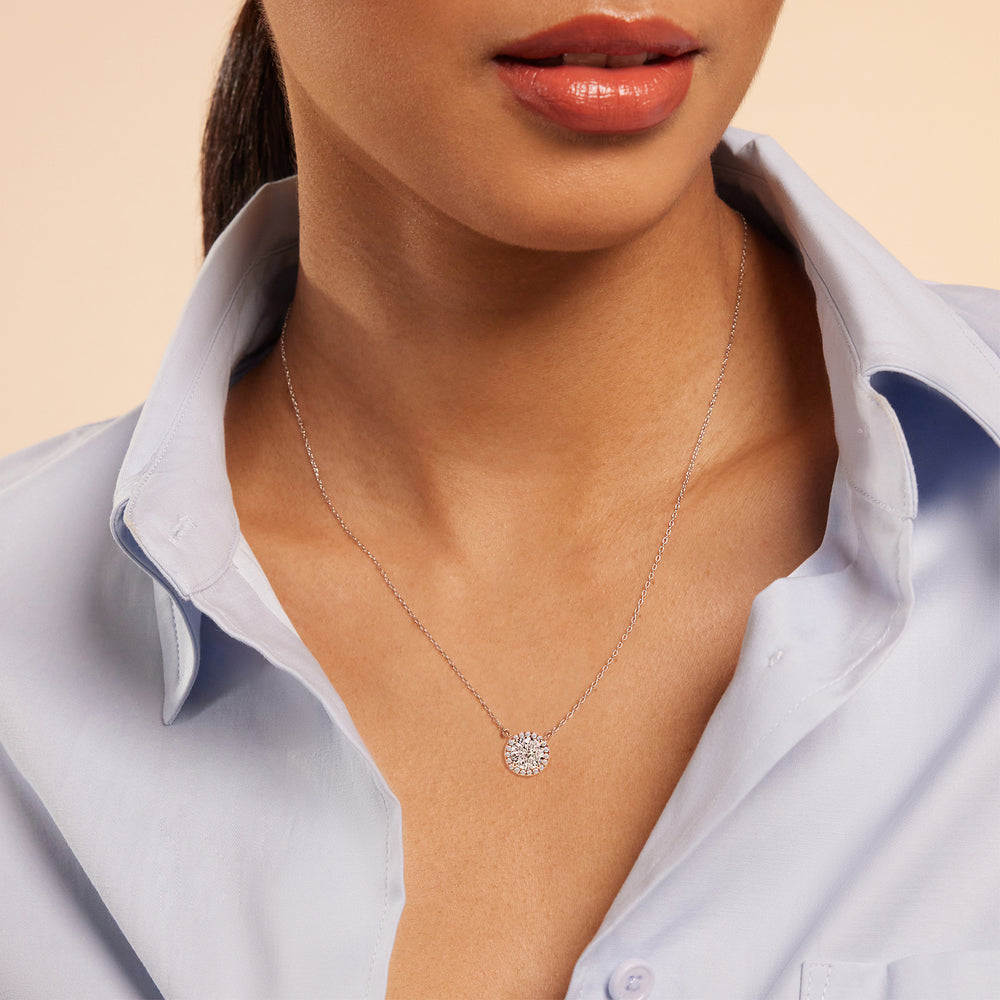 Halo Round Lab Created Diamond Necklace with 14KT White Gold / Lab / 1 3/4 Cut Diamond in 14KT White Gold / Lab / 1 3/4 view 3
