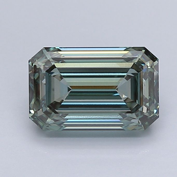 2.73 Carat Emerald Lab Diamond with  Cut Diamond in 14KT  view 1
