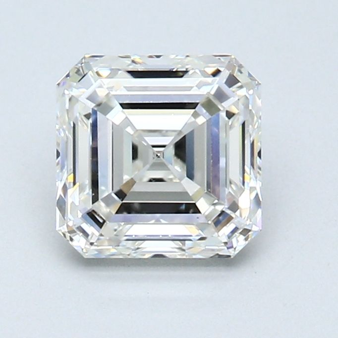 1.52 Carat Asscher Natural Diamond with  Cut Diamond in 14KT  view 1
