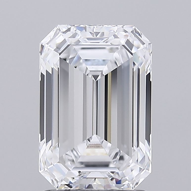2.01 Carat Emerald Lab Diamond with  Cut Diamond in 14KT  view 1
