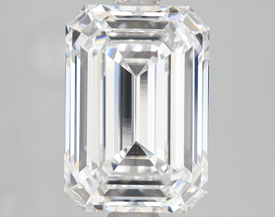 3.01 Carat Emerald Lab Diamond with  Cut Diamond in 14KT  view 1
