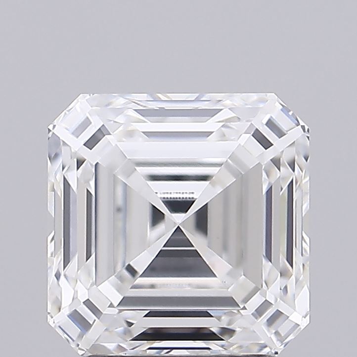 2.22 Carat Asscher Lab Diamond with  Cut Diamond in 14KT  view 1
