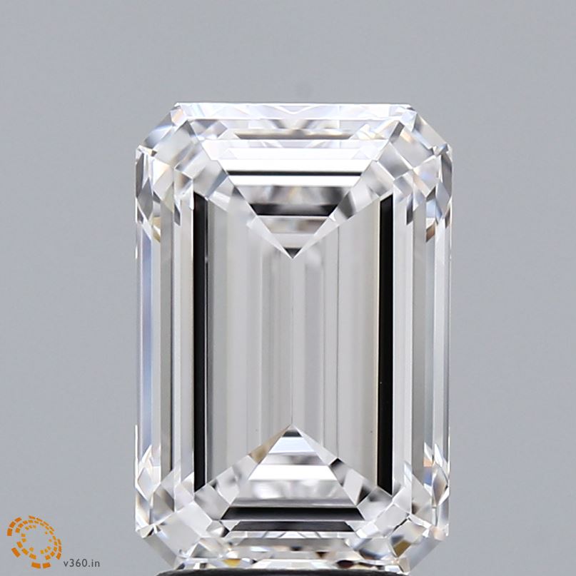 3.34 Carat Emerald Lab Diamond with  Cut Diamond in 14KT  view 1
