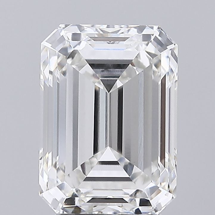 3.76 Carat Emerald Lab Diamond with  Cut Diamond in 14KT  view 1
