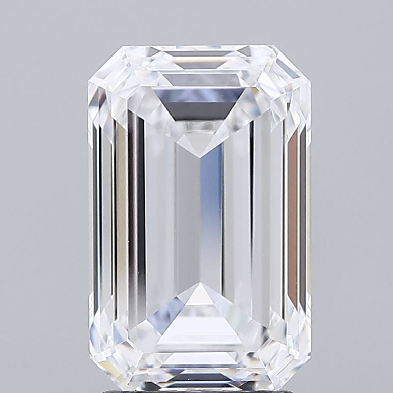 3.02 Carat Emerald Lab Diamond with  Cut Diamond in 14KT  view 1
