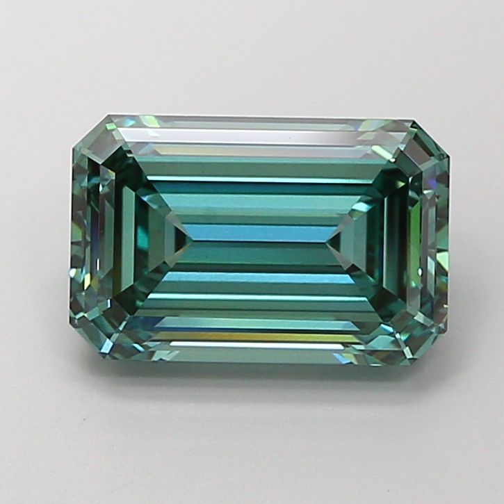 4.02 Carat Emerald Lab Diamond with  Cut Diamond in 14KT  view 1
