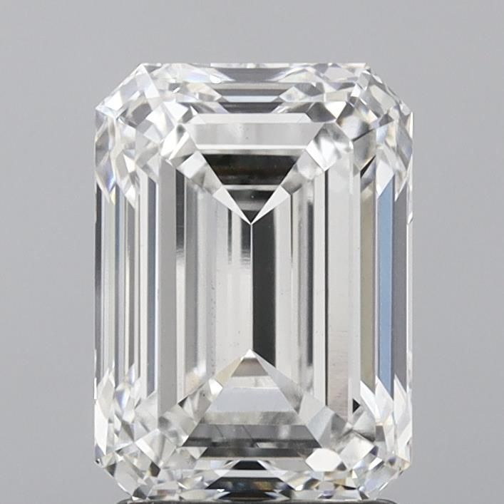 2.61 Carat Emerald Lab Diamond with  Cut Diamond in 14KT  view 1
