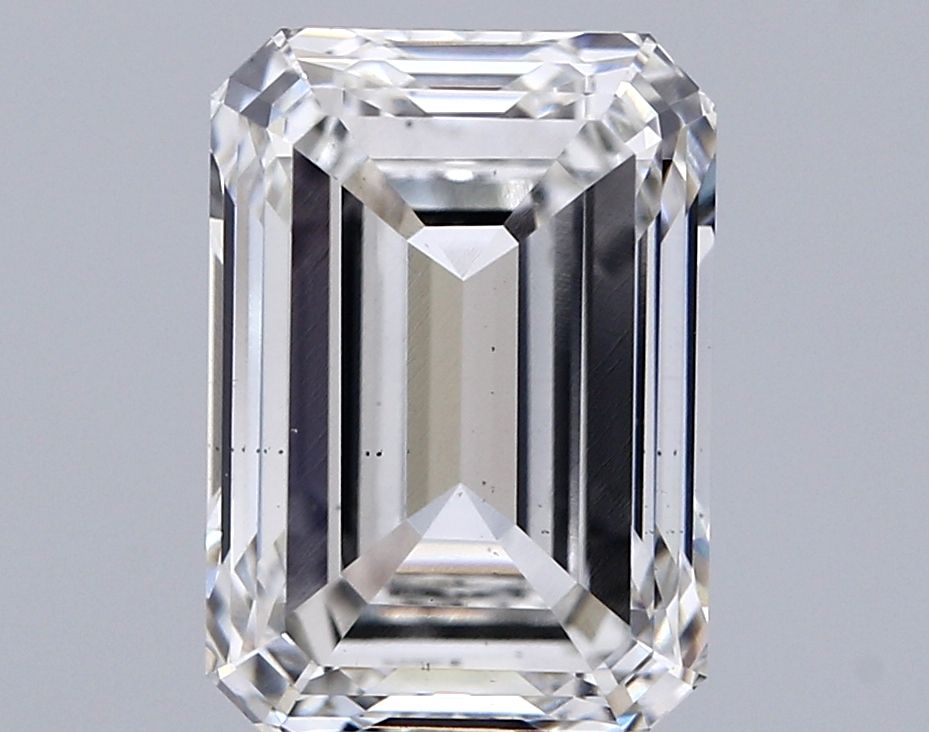 5.01 Carat Emerald Lab Diamond with  Cut Diamond in 14KT  view 1
