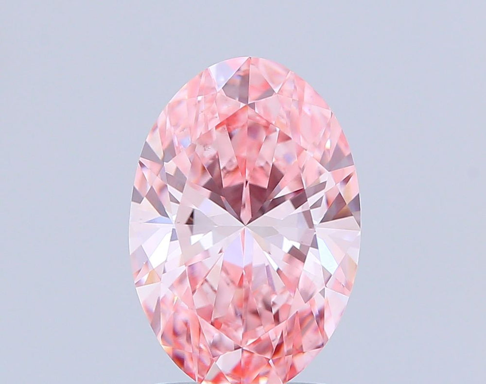 2.57 Carat Oval Lab Diamond with  Cut Diamond in 14KT  view 1

