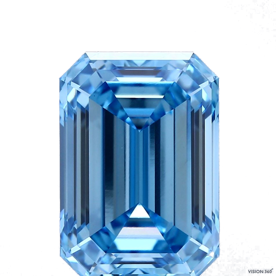 6.03 Carat Emerald Lab Diamond with  Cut Diamond in 14KT  view 1

