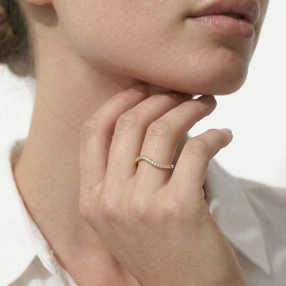 The Leni Pavé Ring with 14KT Yellow Gold / 1/4 / 6.5 Cut Diamond in 14KT Yellow Gold / 1/4 / 6.5 view 2
