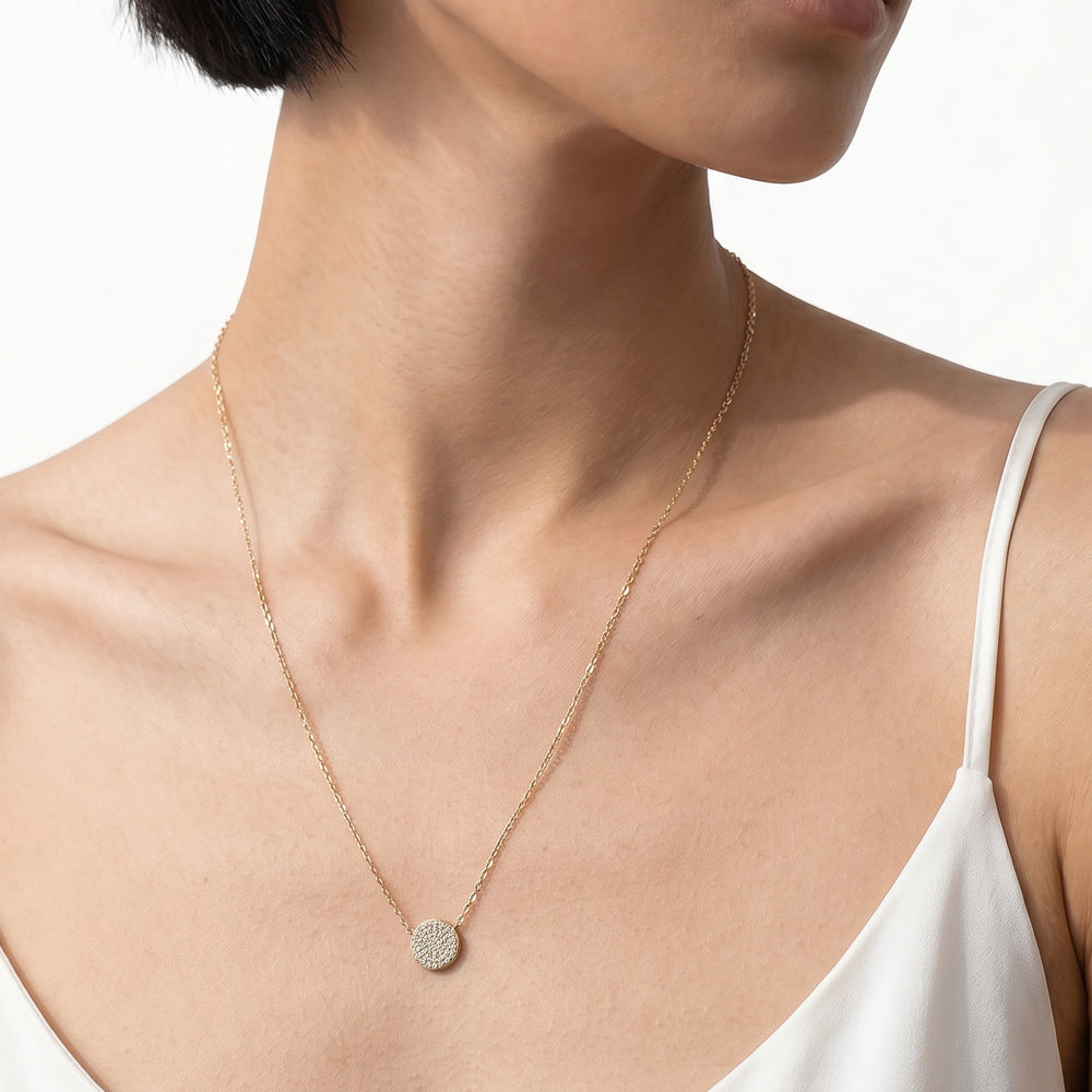 The Linden Pendant Necklace with 18K Yellow Gold Vermeil / Lab / 1/10 Cut Diamond in 14KT 18K Yellow Gold Vermeil / Lab / 1/10 view 2
